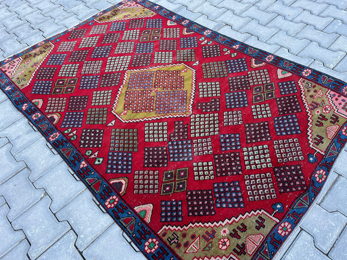 4x6 Vintage Oushak Rug: Handmade Turkish Small Rug