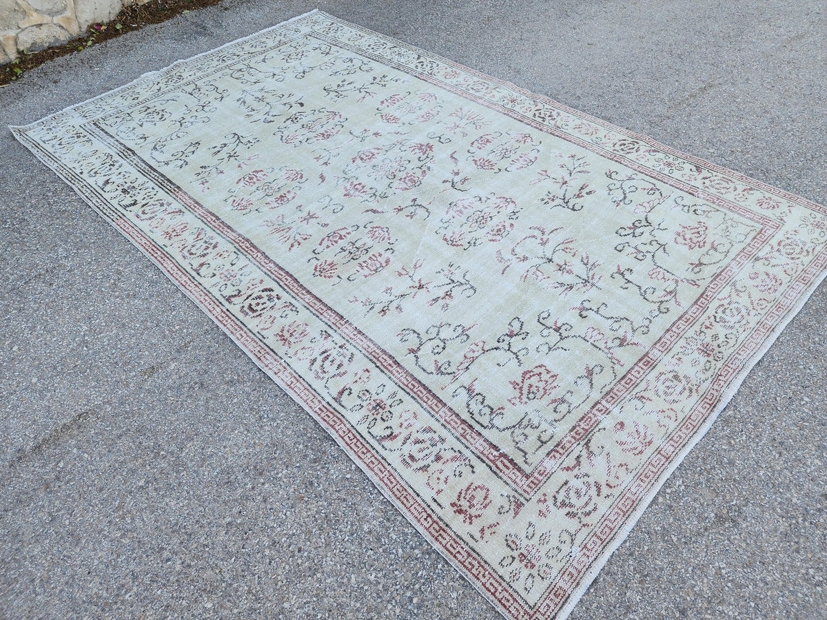 Handwoven Turkish Oushak Rug 6x9: Wool & Cotton Blend