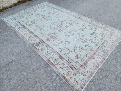Handwoven Turkish Oushak Rug 6x9: Wool & Cotton Blend