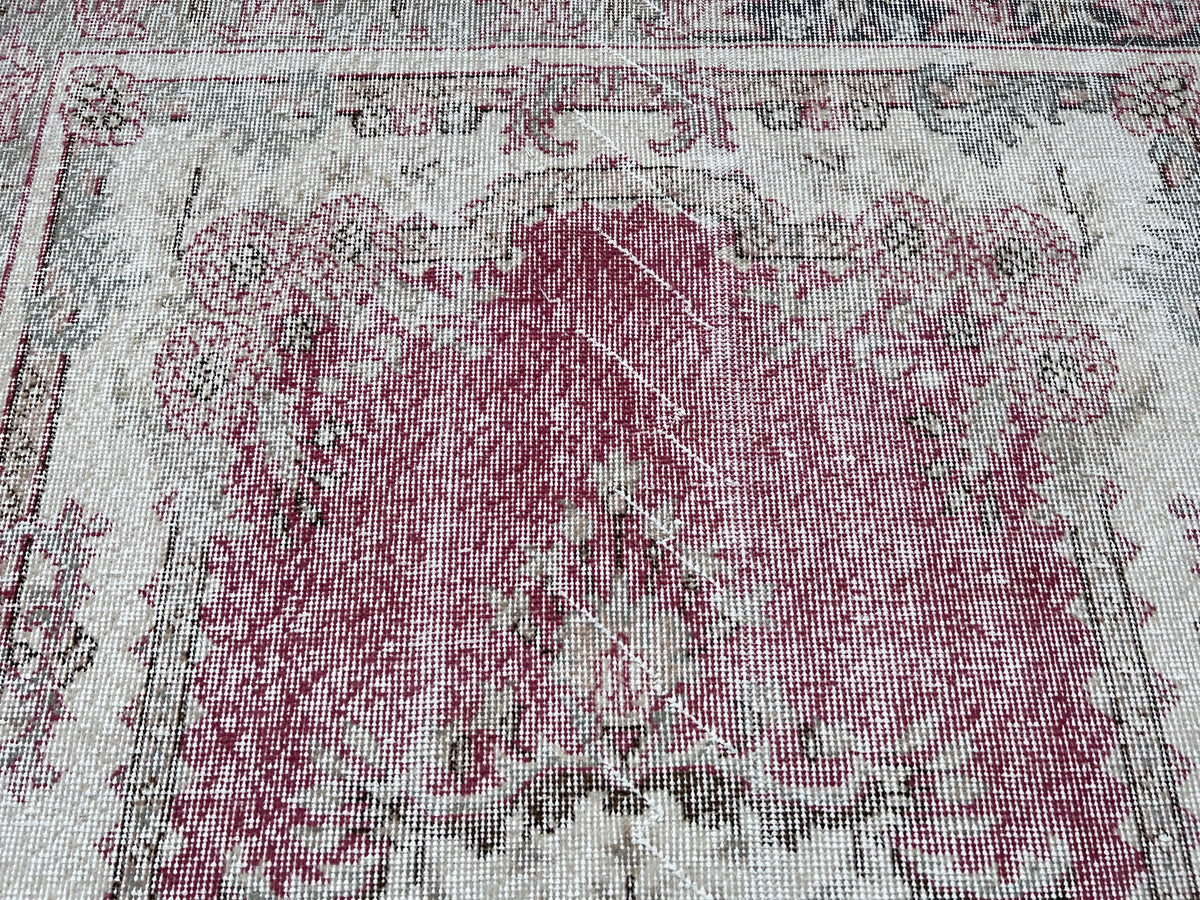 Handwoven Turkish Oushak Rug: 4x7 Boho Wool Cotton Rug