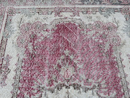 Handwoven Turkish Oushak Rug: 4x7 Boho Wool Cotton Rug