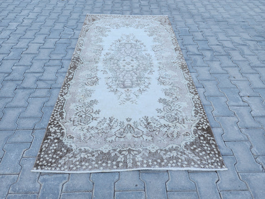 4x7 ft Turkish Oushak Wool & Cotton Rug – Beige, Entryway