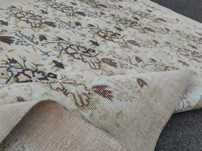 6x9 Handwoven Oushak Rug: Neutral Turkish Wool & Cotton