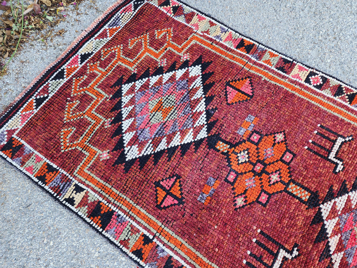 Stair Soft Runner 2.7x14.2 ft, Turkish Wool Hand Knotted Up Cycled Wool, Home Rustic Decor