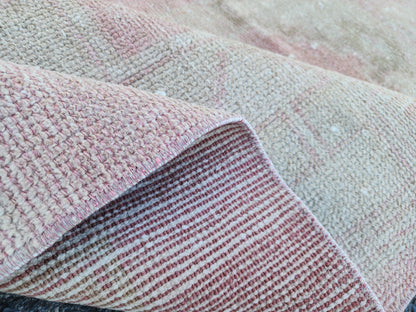 Neutral Runner Rug 2.7x13.7 ft, Stair Wool Runner Rug, Powder Pink Hand Made Decor