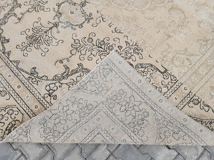9×12  Vintage Wool Rug : Rustic Abraj  Hand-Woven, Neutral and Beige