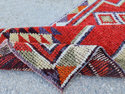 2x10 Herki Runner Rug, Hand Made Up Cycled Wool, Hallway Decor, Home Decor