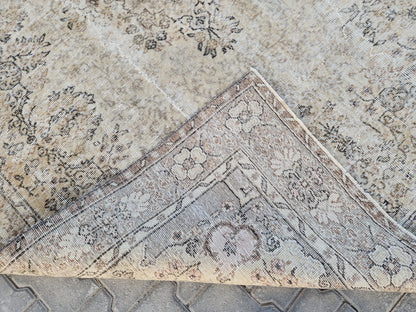 7x10 Neutral Area Rug, Living Room Boho Decor, Turkish Wool Hand Made