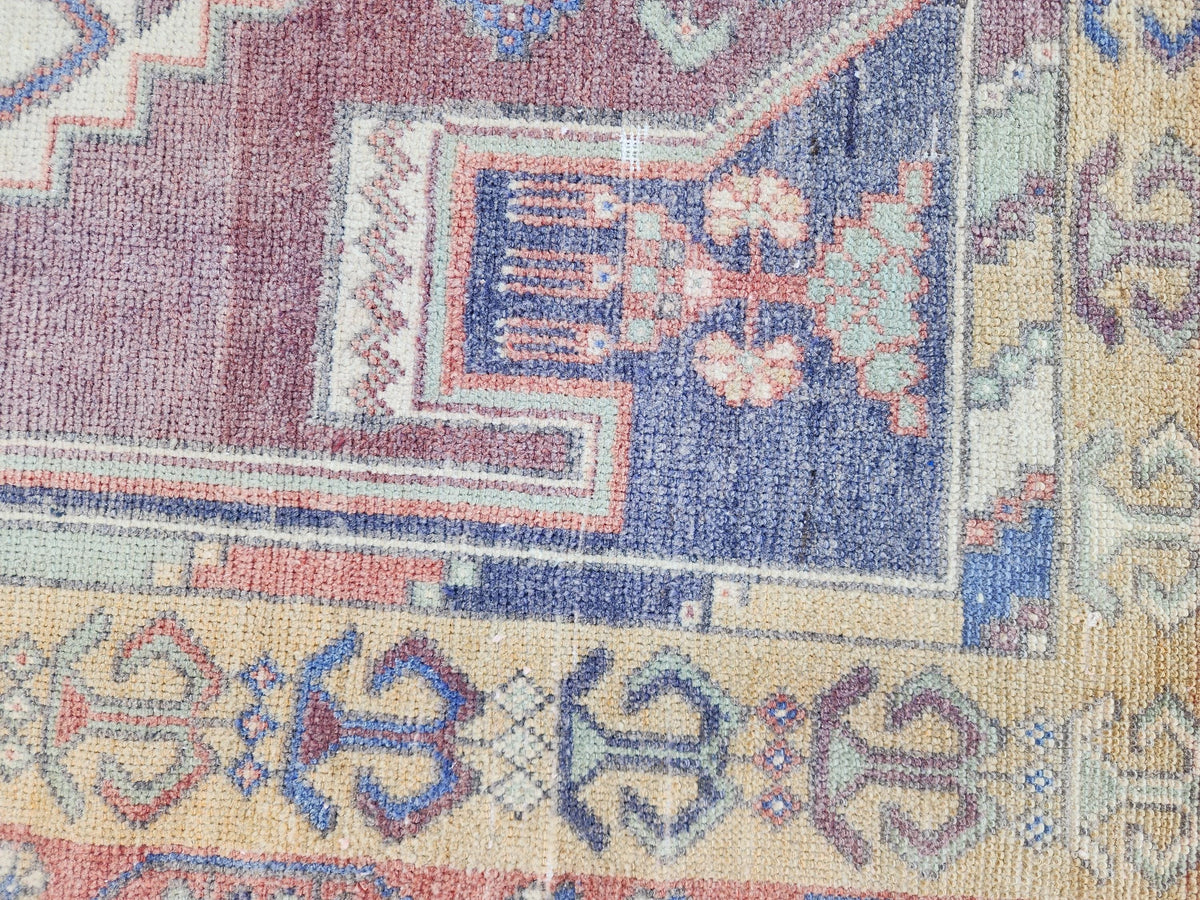 4x9 Turkish Area Rug, Hand Knotted Turkish Runner, Wool Boho Hallway Decor