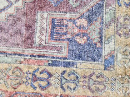 4x9 Turkish Area Rug, Hand Knotted Turkish Runner, Wool Boho Hallway Decor
