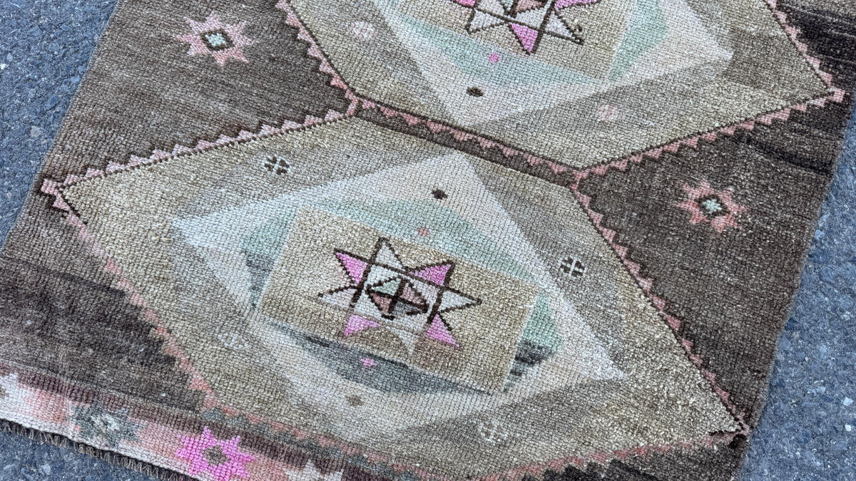 3x11 Wool Neutral Runner Rug, Hand Knotted Turkish Decor, Kitchen Decor