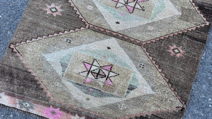 3x11 Wool Neutral Runner Rug, Hand Knotted Turkish Decor, Kitchen Decor