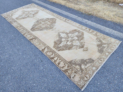 Turkish Runner Rug 4x11.7 ft, Malatya Hand Knotted Up Cycled Wool, Eco Friendly