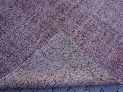 Handwoven Turkish Rug 7x10: Faded Red Wool & Cotton, Dining Room Decor