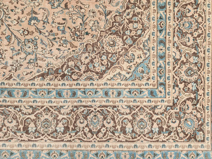 Neutral Persian Rug 9x12, Beige & Green Hand-Knotted, Neutral Living Room Decor