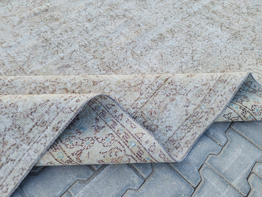 6x10 Handwoven Wool Rug, Vintage Beige, Neutral Boho Decor