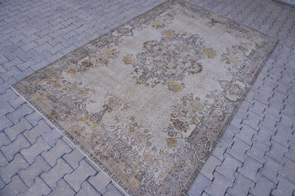 6x10 Turkish Area Rug, Boho Floral Design, Living Room Decor