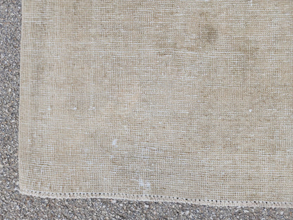 3x11 Neutral Hand-Knotted Turkish Runner Rug, Wool Hallway & Entryway Rug, Rustic Decor