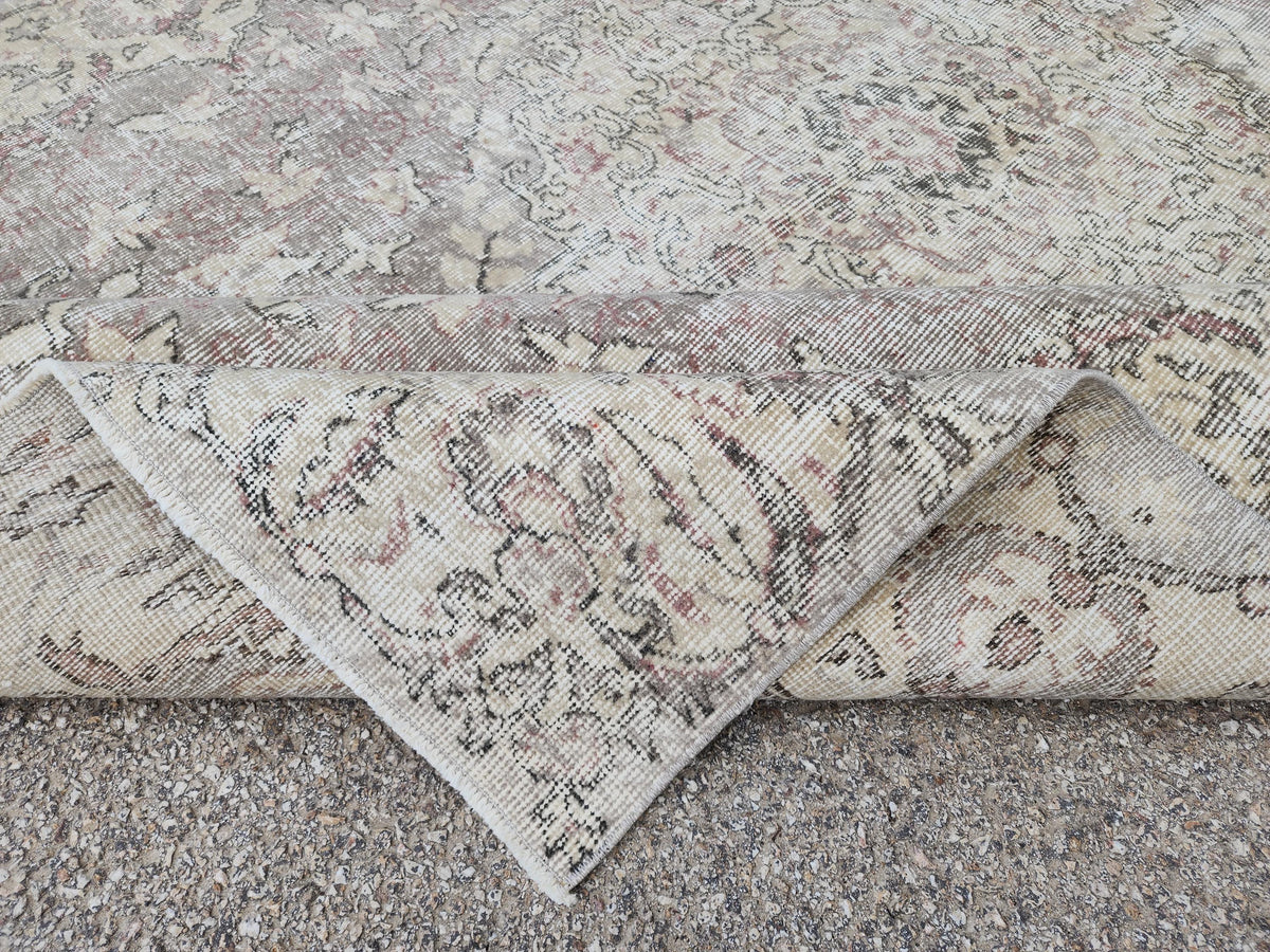 6x9 Turkish Oushak Wool Rug: Hand Knotted Beige Bohemian Decor