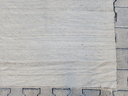 Hand Knotted Turkish Kilim Rug 8x12: Neutral Wool, Rustic Decor