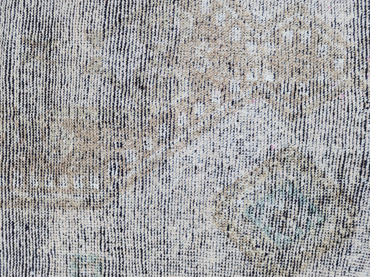 Turkish Wool Runner Rug 3x11: Gray Rustic Farmhouse Decor