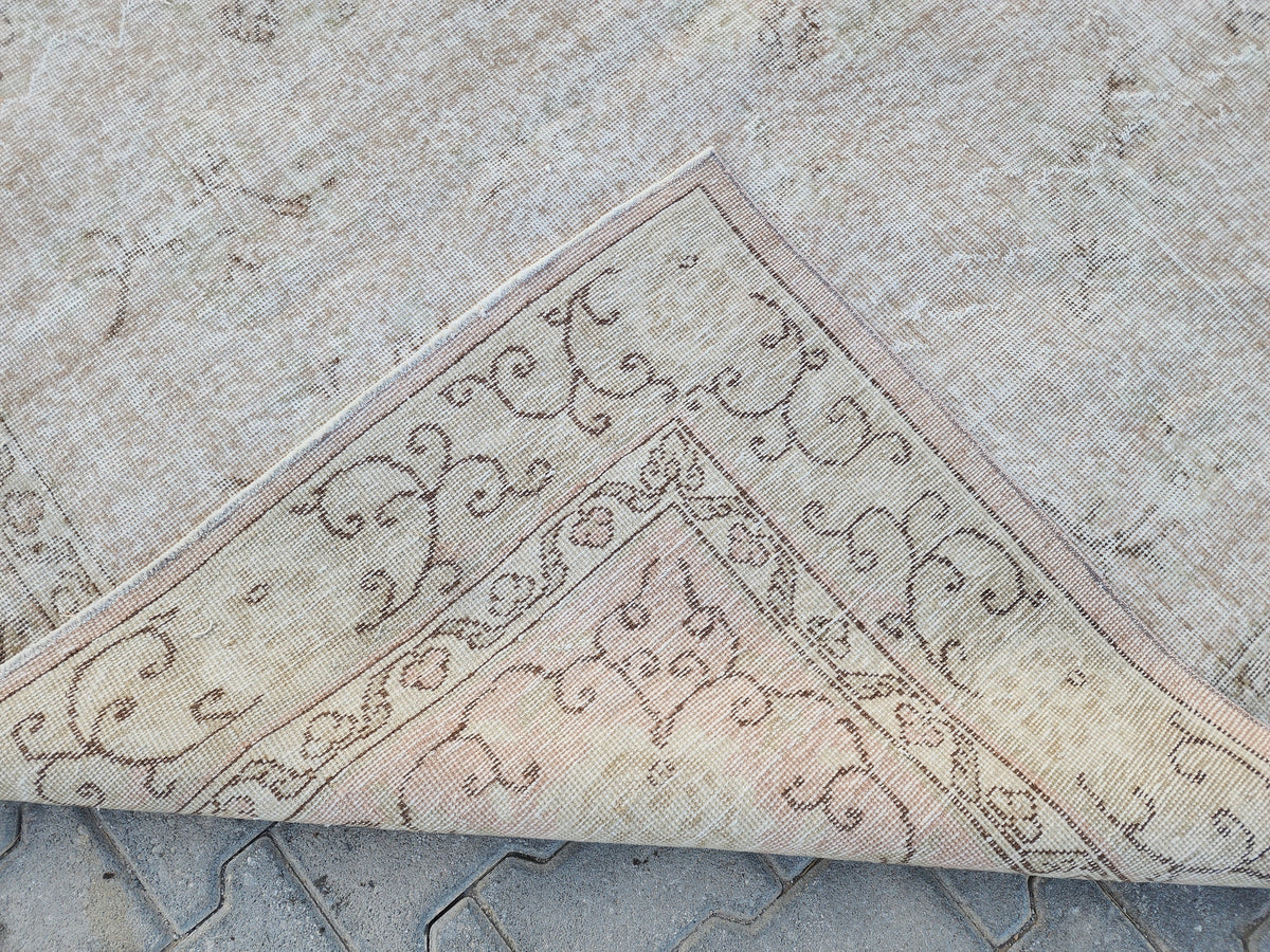 6x10 Neutral Boho Rug, Turkish Beige Hand Knotted, Dining Room Decor