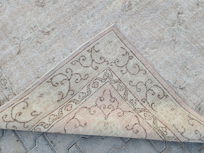 6x10 Neutral Boho Rug, Turkish Beige Hand Knotted, Dining Room Decor