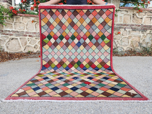 Oushak Rug 4x6, Turkish Hand Woven Colored Carpet, Living Room Boho Decor