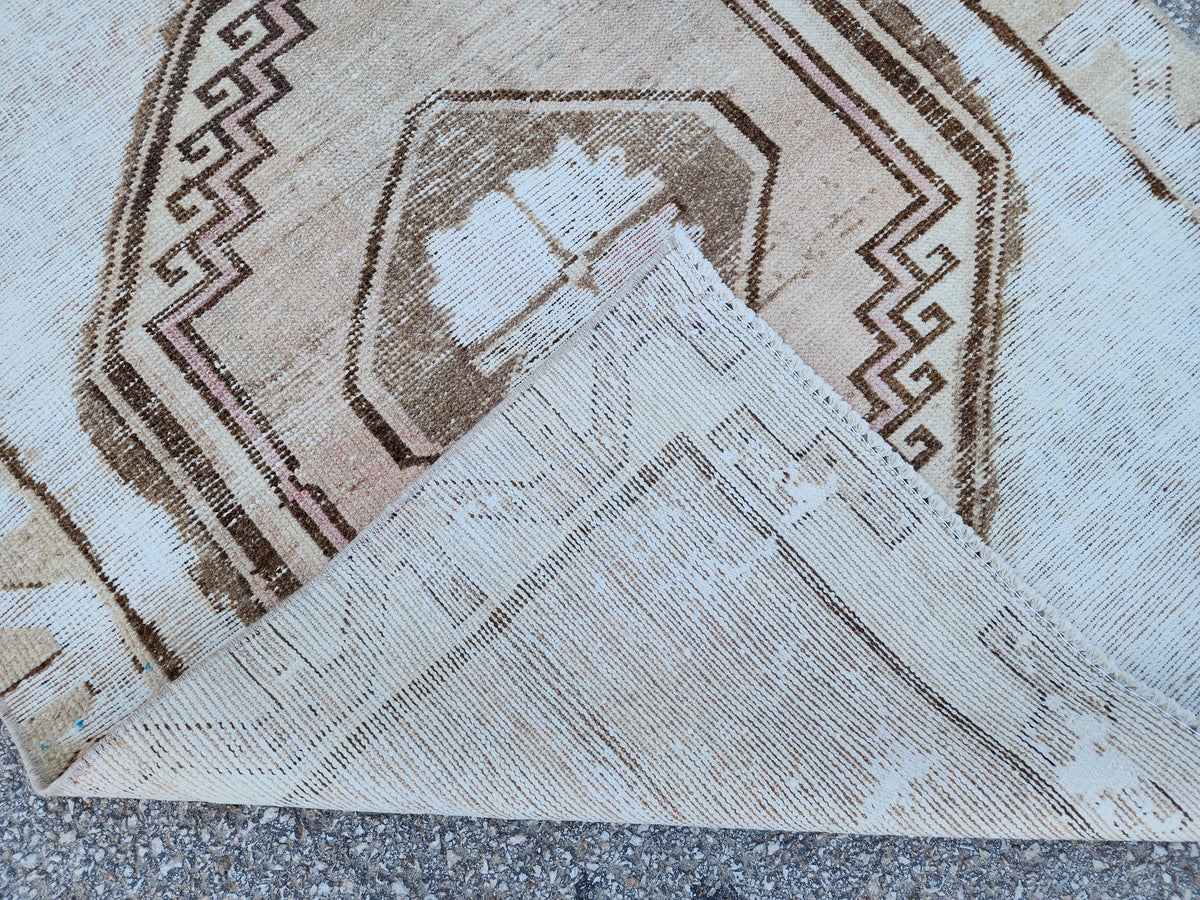 Neutral Runner Rug 3x13: Neutral Boho Hallway Decor, Up Cycled Wool