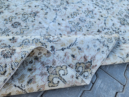 Handwoven Turkish Oushak Rug: 3x6 Neutral Wool & Cotton