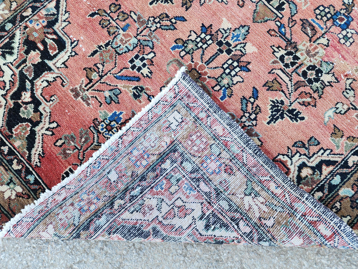 Vintage Boho Runner Rug 3x9: Hand Knotted, Red and Black