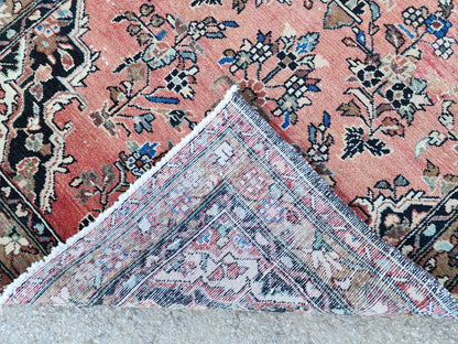 Vintage Boho Runner Rug 3x9: Hand Knotted, Red and Black