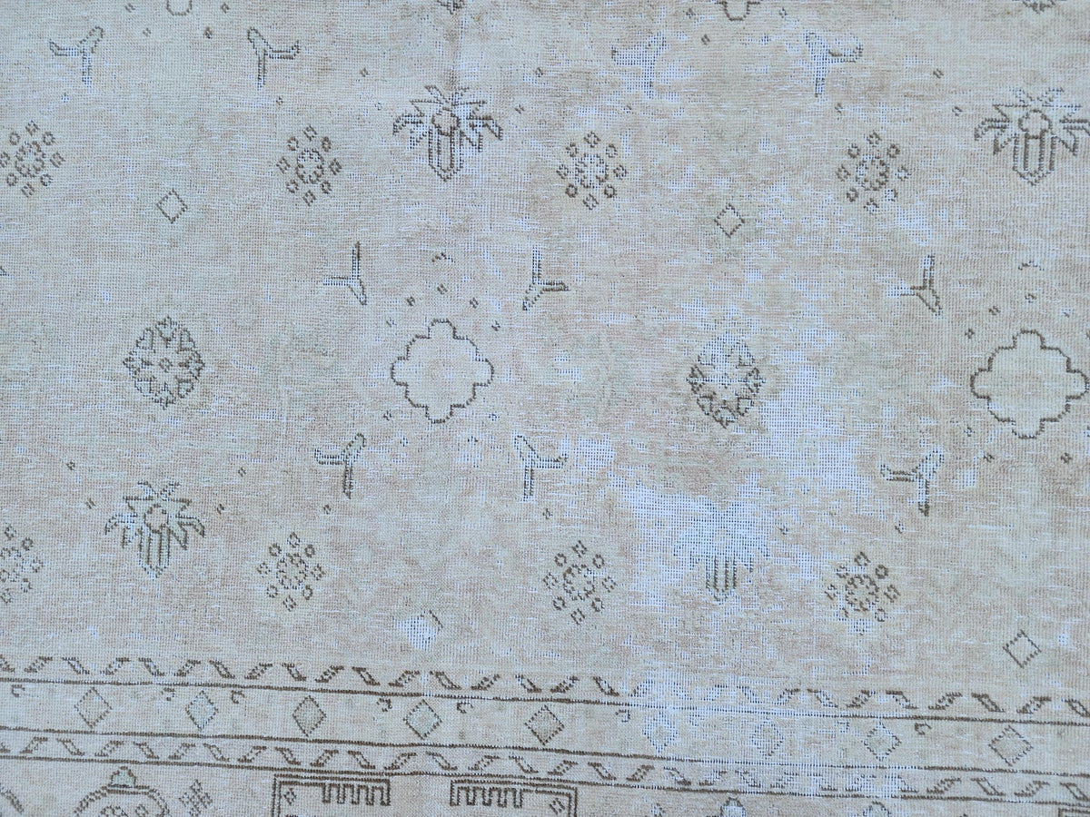 9x12 Neutral Area Rug, Turkish Hand Knotted Beige and Brown Wool, Farmhouse Decor