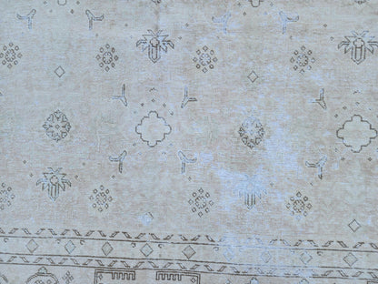 9x12 Neutral Area Rug, Turkish Hand Knotted Beige and Brown Wool, Farmhouse Decor