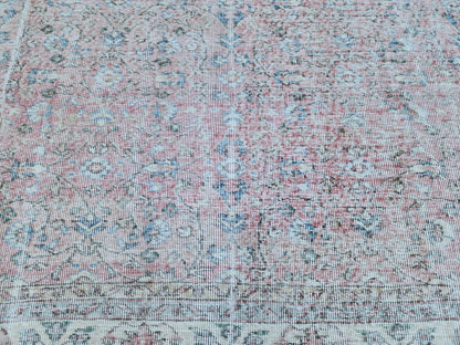 7x10 Neutral Area Rug, Dining Room Decor, Faded Red Rustic Design
