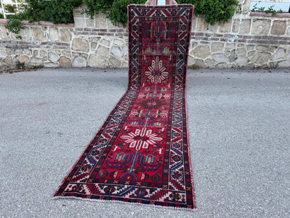 Handmade 3x12 Natural Runner Rug: Boho Hallway Decor, Persian Design