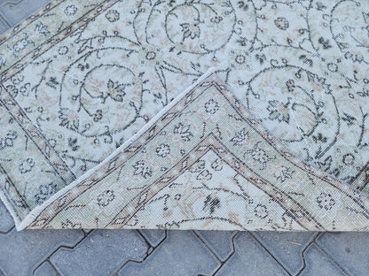 Handwoven Turkish Oushak Rug 4x7: Wool & Cotton Blend