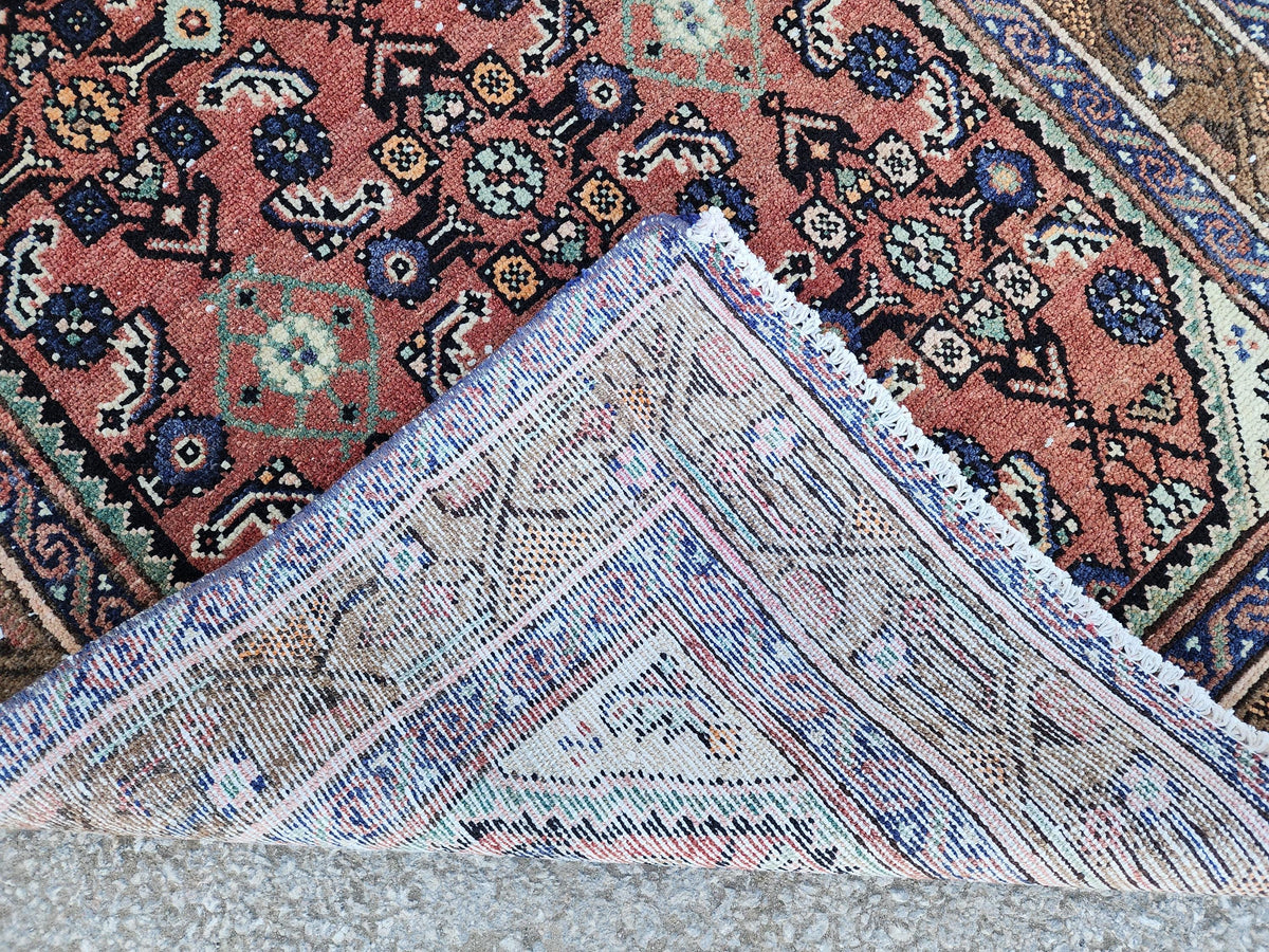 Antique Rustic Runner Rug 3x9: Hand Knotted, Persian Medallion Design