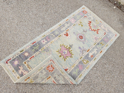 3x6 Oushak Rug: Pastel Turkish Wool Runner, Boho Hallway Rug