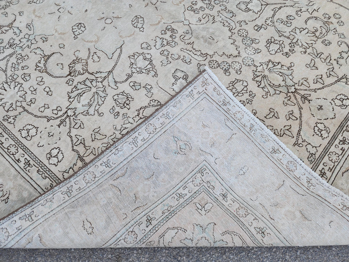 9x13 Neutral Rustic Wool Rug, Beige Soft Green Living Room Decor
