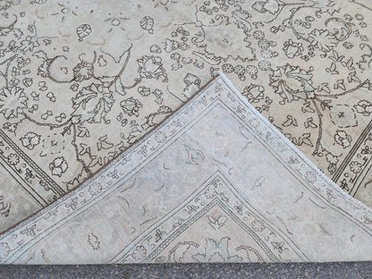 9x13 Neutral Rustic Wool Rug, Beige Soft Green Living Room Decor