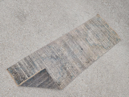 Gray Turkish Wool Runner Rug 2x6: Rustic Oriental Decor