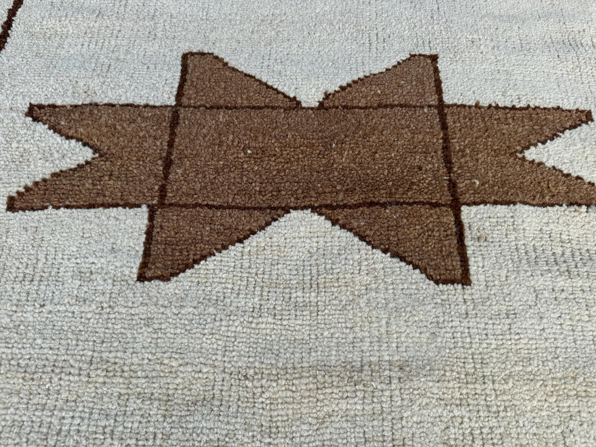 3x9 Vintage Turkish Herki Runner Rug: Handwoven Wool Hallway Rug