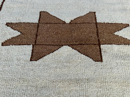 3x9 Vintage Turkish Herki Runner Rug: Handwoven Wool Hallway Rug