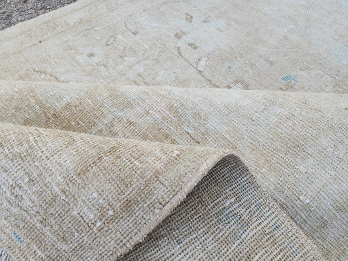 Neutral Muted Runner Rug 3x10, Bohemian Home Decor, Turkish Hand Made Carpet, Beige Color