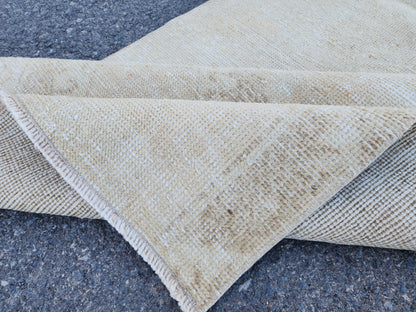 3x8 Neutral Wool Rug, Malatya Hand Made Runner, Rustic Home Decor