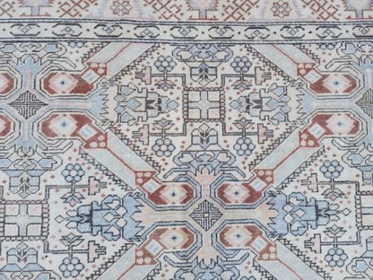 6x9 Neutral Turkish Rug: Geometric Wool & Cotton, Rustic Dining Room Decor