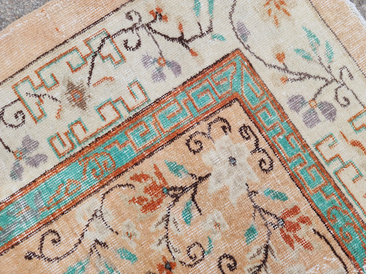 Oushak Rug 7x10, Hand Knotted Turkish Wool Carpet, Living Room Rustic Decor