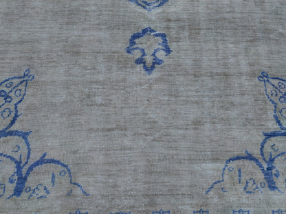 9x13 Blue Medallion Turkish Oushak Rug: Hand-Knotted Wool Vintage Rug