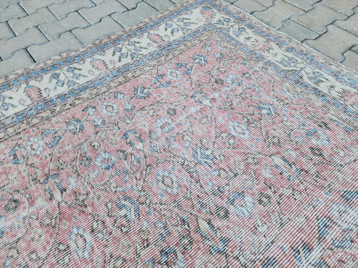 7x10 Neutral Area Rug, Dining Room Decor, Faded Red Rustic Design